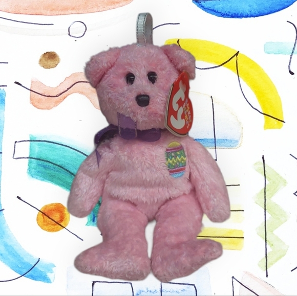 Ty Teenie Beanie "EGGS" Easter Sping Pink Bear 2001- 5" Classic Mini Collection - Picture 3 of 7